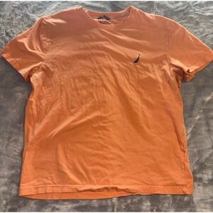 Nautica Performance Tee Mens T-Shirt Peach/Teal Soft Solid Sz L BUNDLE